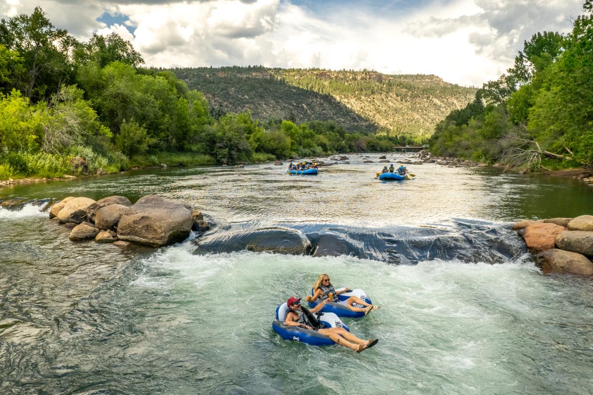 Tubing on the Animas River During Summer Near Memorial Park