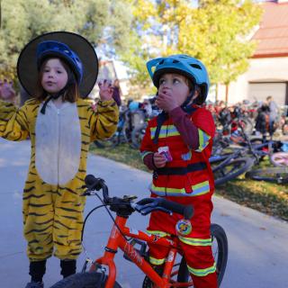 Group Bike Ride During Spoketober In Fall