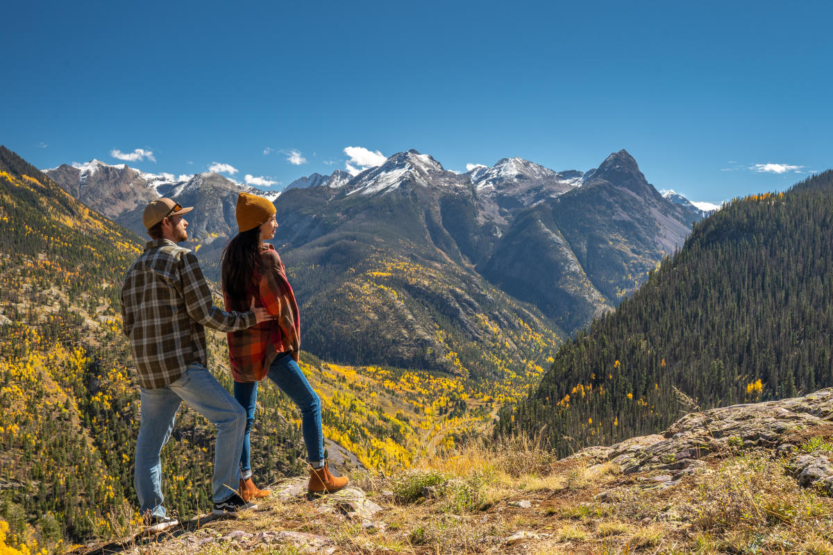 Hikers at the Elk Park Overlook on the Colorado Trail During the Fall