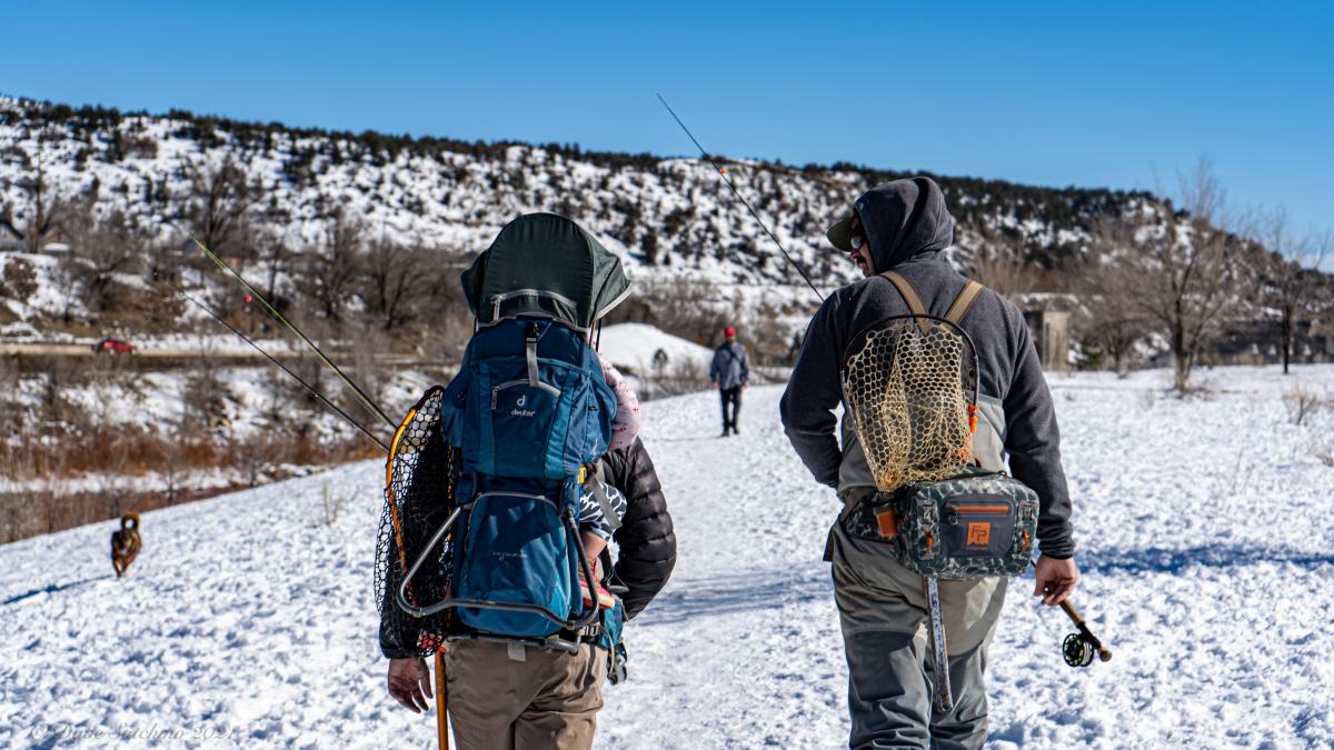 Ice Fishing on the Animas River During Winter