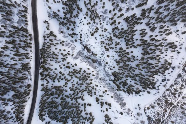 Drone Video of Highway 160 During Winter