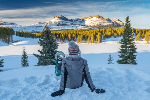 Snowshoeing at Andrews Lake