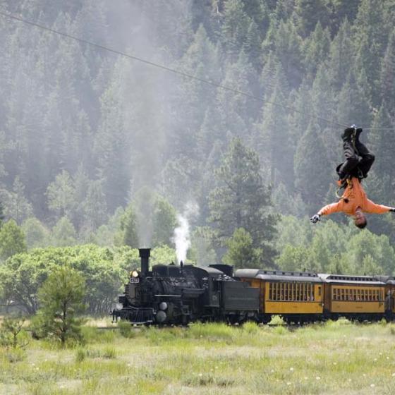 Soaring zip line with Durango Train